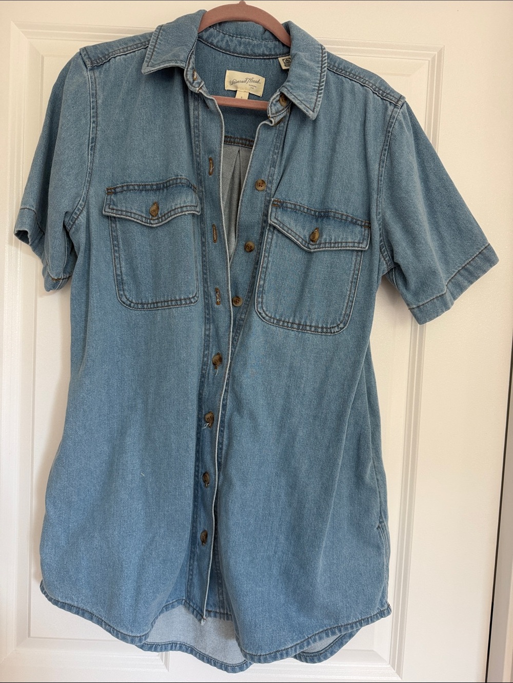 Light Blue Denim Short-Sleeve dress